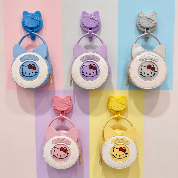 Cartoon cute kitten design, small handbag for girls, macaron color scheme, baby-sized round bag, new children's accessory bag