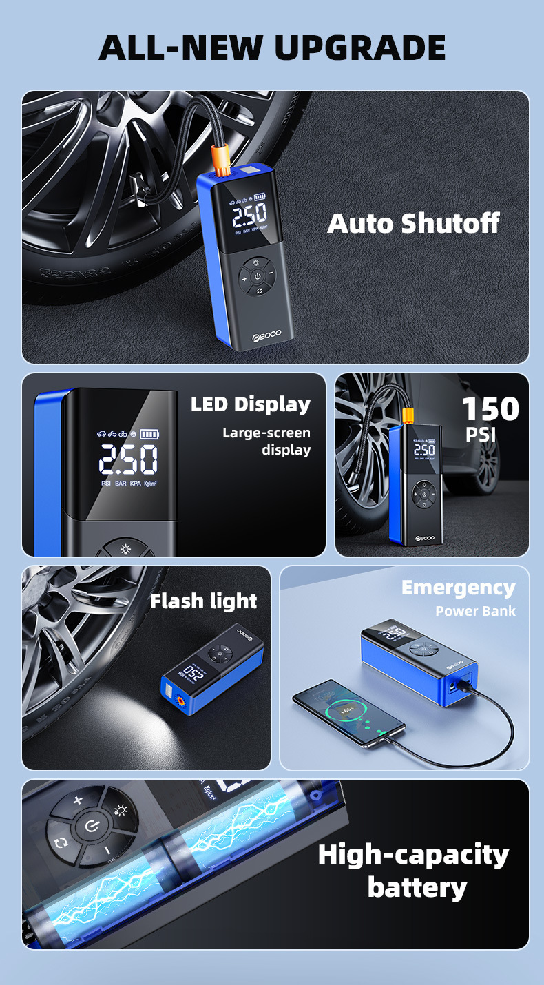 Eaby Car Air Pump Wireless Portable Car Digital Display Air Pump High Power Tire 22 Cylinder Air Pump