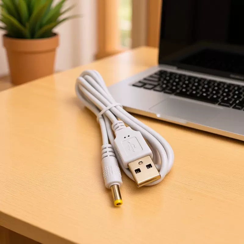 现货纯铜24AWG圆头4.0充电线过2A电流USB转DC4.0*1.7音叉电源线