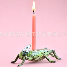 蚱蜢/蟋蟀蛋糕装饰 手工制作瓷器雕像收藏传家宝艺术品 生日烛台