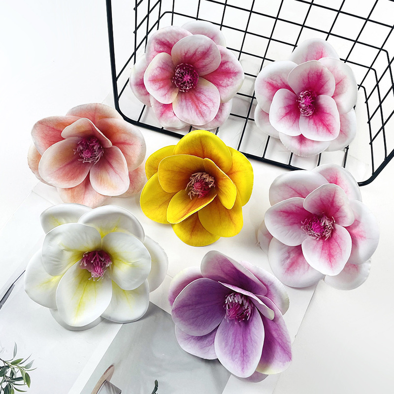 Simulation film 3D printing magnolia diy national headdress clothing accessories fake flower wedding hall flower wall flower arrangement