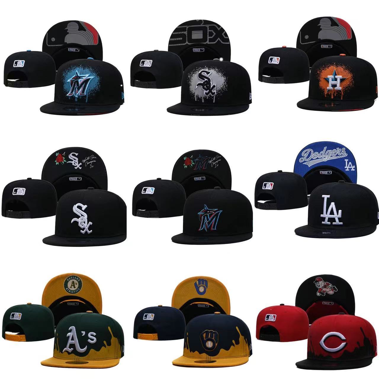 Cross-border mlb flat brim baseball cap American hip hop Professional Baseball League team Cap San Diego white socks team hat