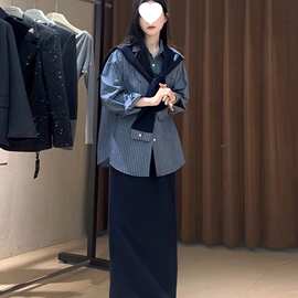 大码秋季韩系洋气时尚显瘦三件套半身裙披肩衬衫套装女胖mm300斤