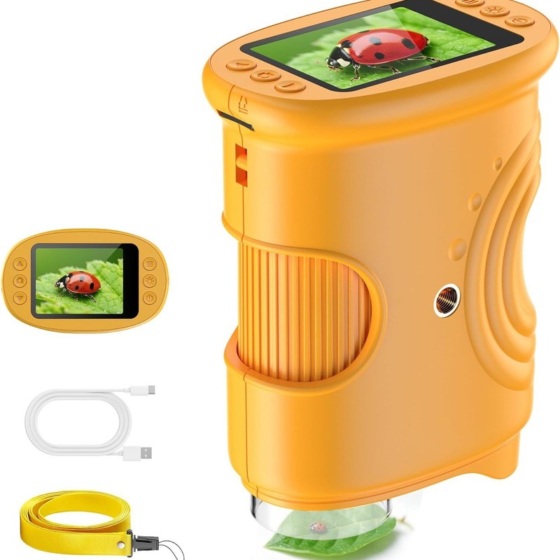Outdoor Exploration Children's Handheld Digital Microscope 2inch Screen High-Definition Portable Magnifying Glass Teaching Observation Microscope