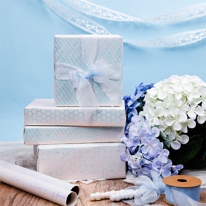 Papel de regalo de color azul de cebollas doradas transfronterizas regalo de cumpleaños del día de San Valentín de alto nivel de papel de embalaje de caja de regalo