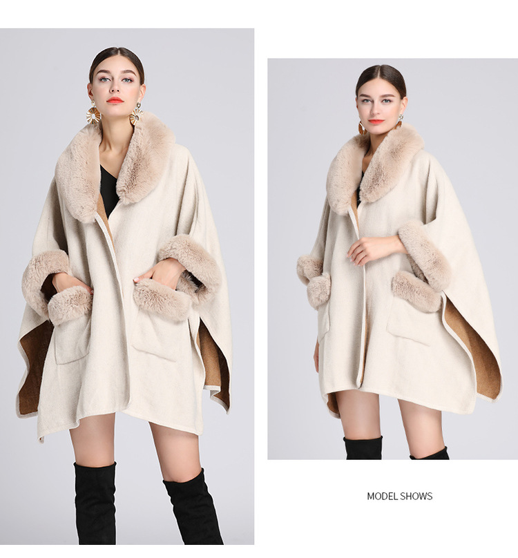 Mantella con colletto in lana, grande, ampia, in lana, cardigan donna_voghion.com
