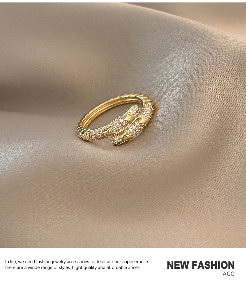 Korean fashion ring microinlaid zircon niche ring open index finger ringpicture3