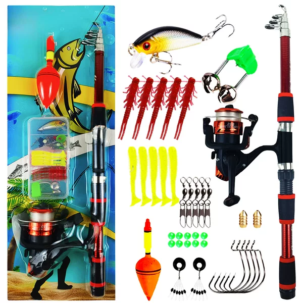 1.8 m Luya Rod telescopic rod wheel fishing gear suit children parent-child sea Rod hard bait fishing set full set wholesale cross-border