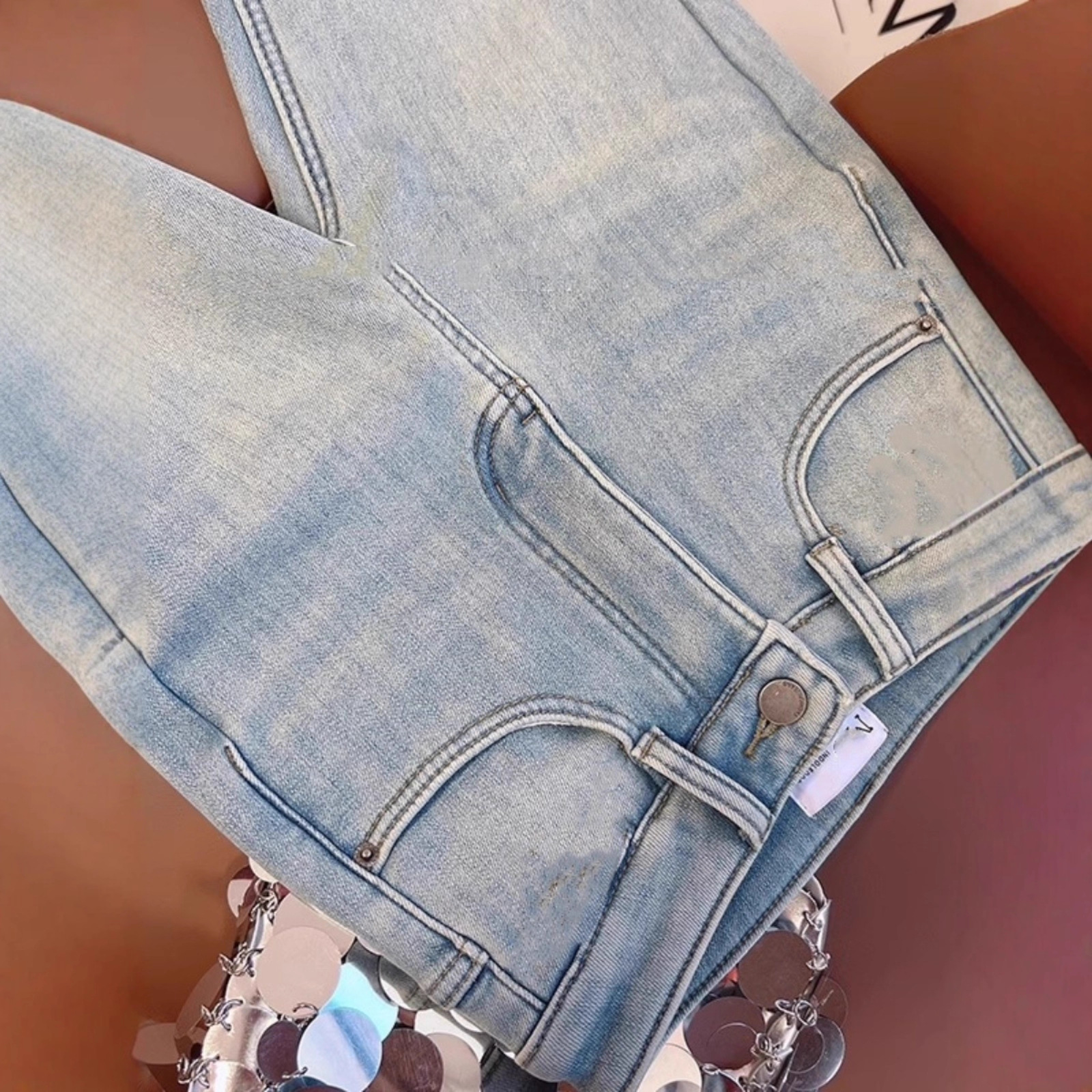 Women's Clothing Retro Slim Fit Jeans Fleece Lined High Waist Autumn Winter Loose Fit Slimming Tight Fitting Horseshoe Pants_ecoleips.com