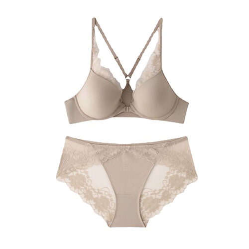 Sexy lace front button adjustable underwear for women with big breasts, soft steel rings to gather the side breasts, comfortable and beautiful back set