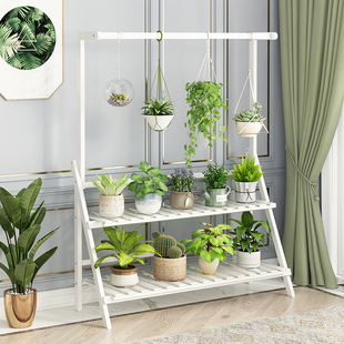 Ft Living Room Flower Rack Storage Rack Floor Multi-layer Balcony Hanging Climbing Rack Solid Wood Indoor Windowsill Fleshy Rack