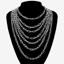 欧美跨境饰品 嘻哈朋克多层链条百搭项链 街头潮流金属几何套链