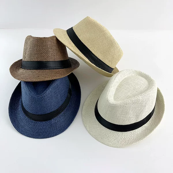 Spring and Summer Children's Small Hat Jazz Hat Straw Hat for Boys and Girls Travel Beach Hat Sunshade British Hat Cross-border