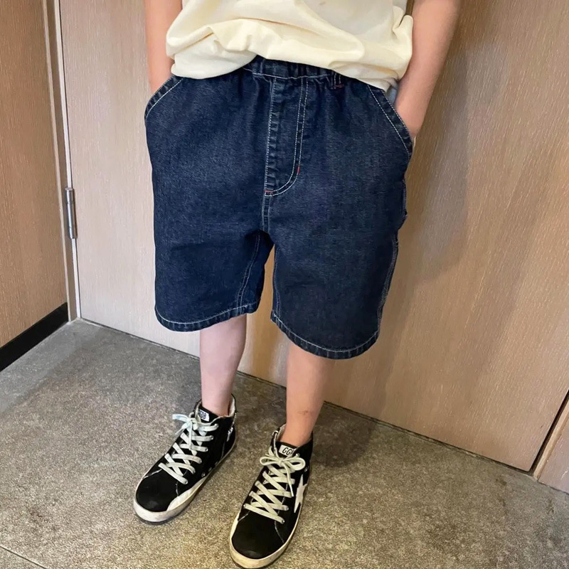 Boys' denim shorts summer wear out thin 2022 new children's 5-point pants soft Felix middle school kids