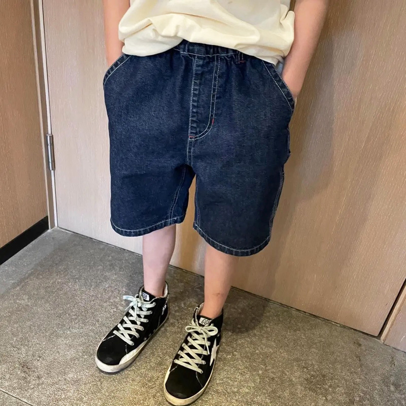 Boys' Denim Shorts Summer Thin 2025 New Kidsren's Five-Point Pants Soft Filet Cat Medium and Large Kidsren