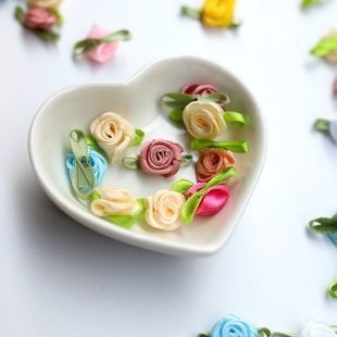 colorful diy handmade lace flower accessories rose flower accessories rose flower ribbon ribbon flower decoration material