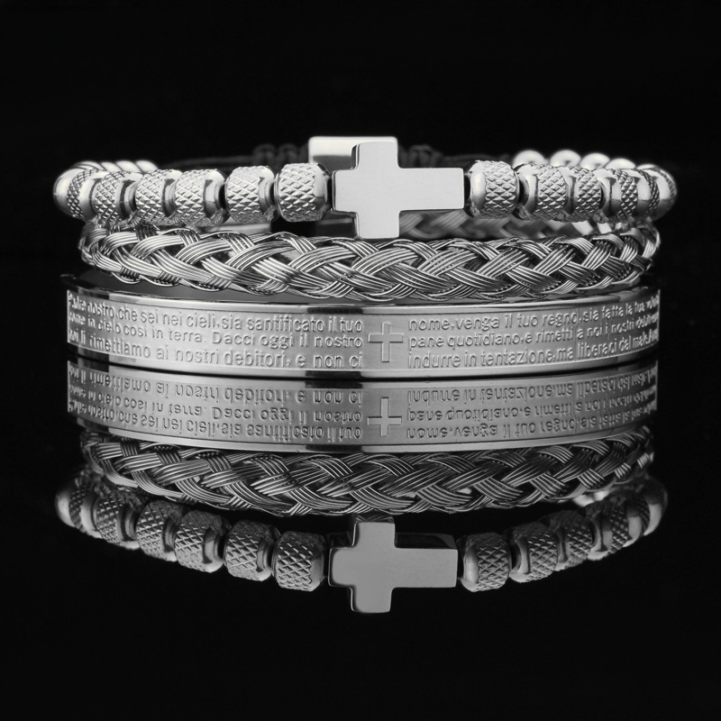 Casual Punk Cross Letter Titanium Steel Plating Men's Bracelets Bangle display picture 6