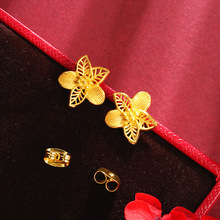 越南沙金镂空花朵耳钉女气质高级感电镀仿金久不掉色耳饰厂家批发