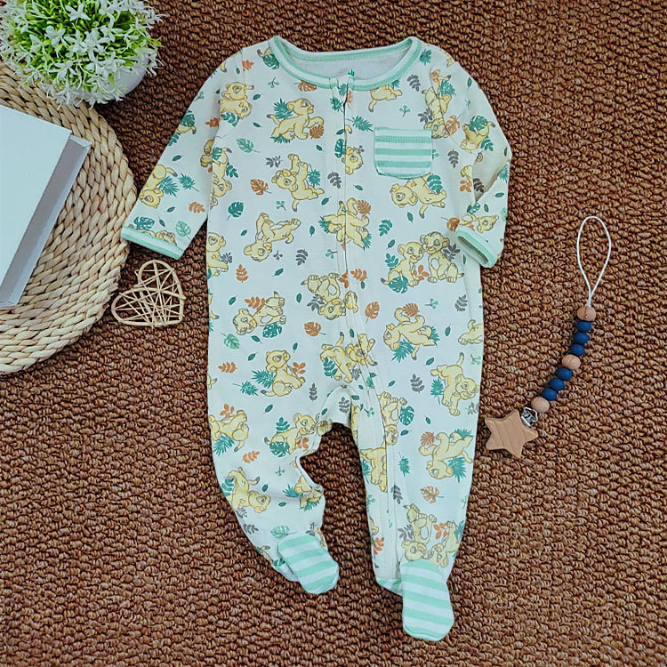 婴儿长袖拉链包脚连体衣宝宝卡特可爱睡衣新生儿a类哈衣童装衣服