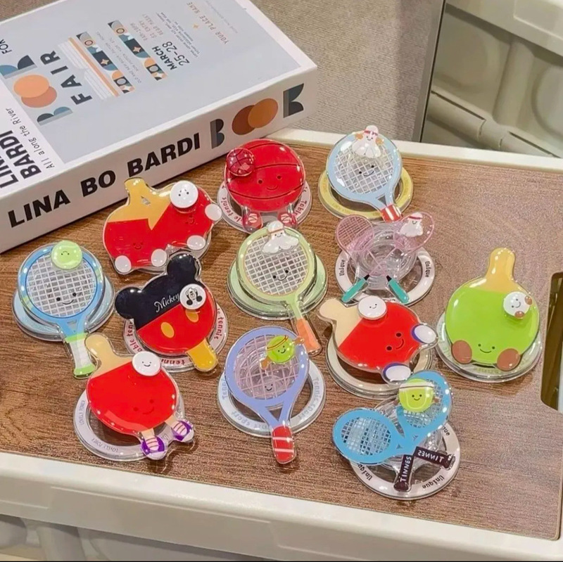 Ins Magnetic Cartoon Bracket Table Tennis Cute Badminton Mobile Phone Bracket Suitable for Men and Women Lazy People