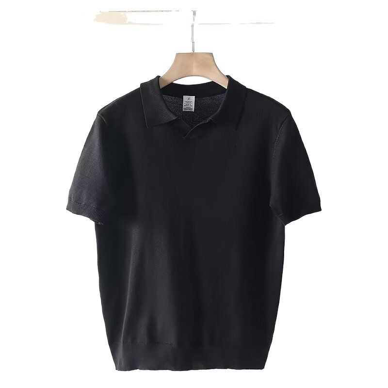 El viento ligero maduro de verano delgado hombre delgado casual polo camiseta americana de moda retro simple camiseta de manga corta moda hombre