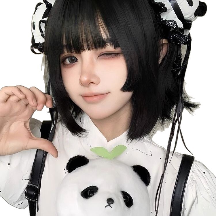 假发女短发日系lolita减龄Bobo头仿真人发cos中华娘全头套|undefined