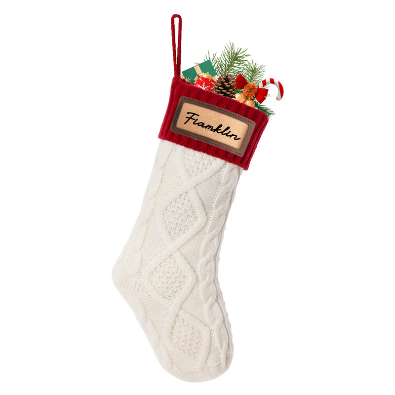 レザークリスマスソックス クリスマスデコレーション用品 クリスマスソックス ギフトバッグ ニットクリスマスペンダント Amazon|undefined