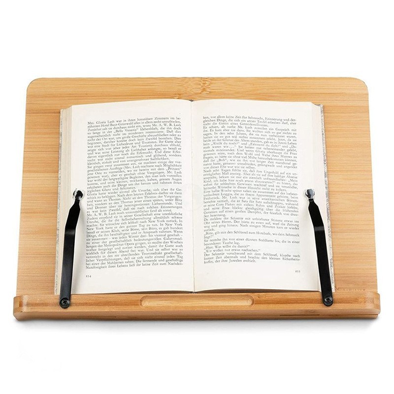 Estante de lectura de bambú ajustable de libro de carteles de lectura de libros de soporte para perezoso soporte de protección de cuello para niños pintura de bambú y madera