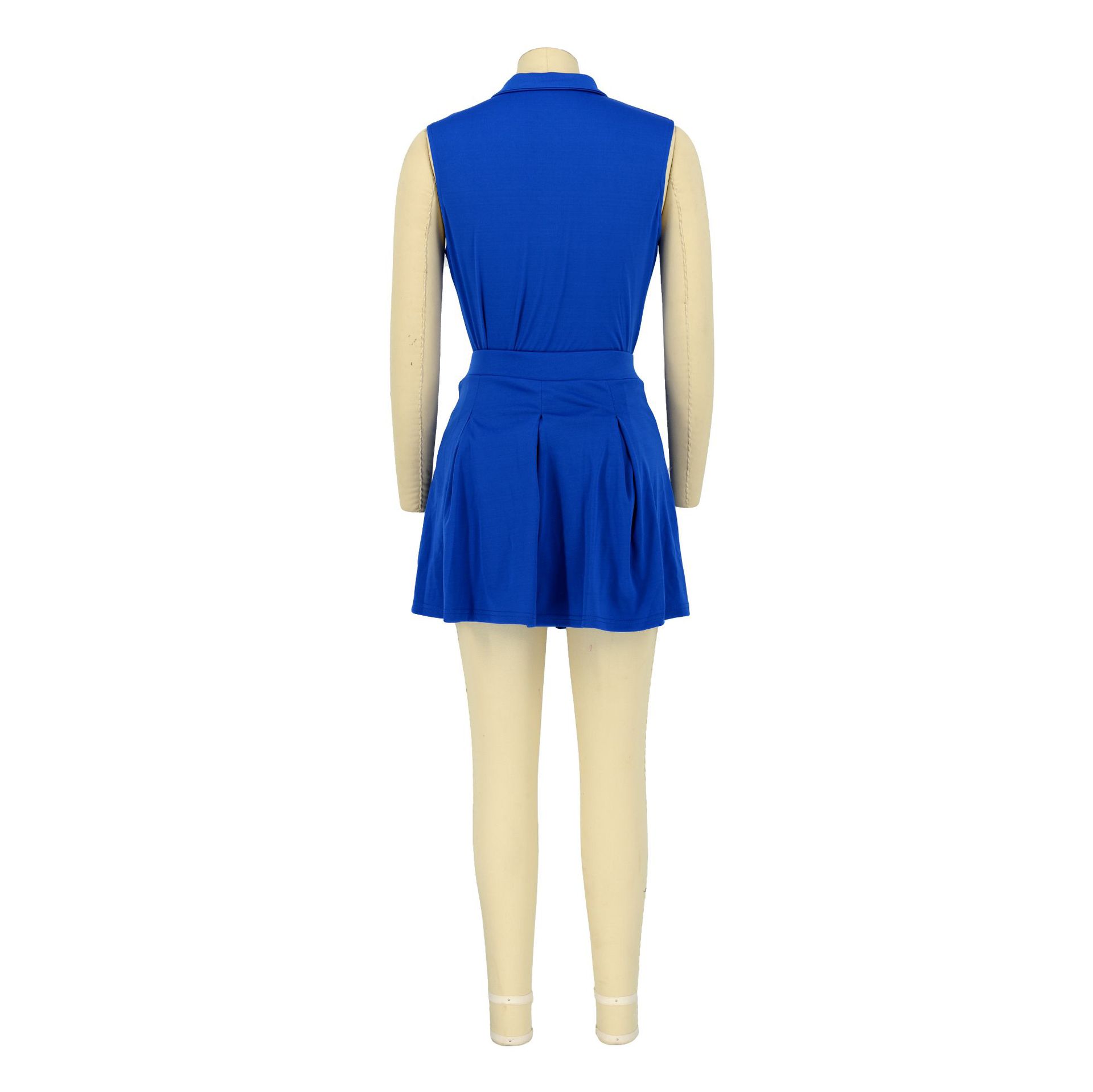 Women Clothing Short Skirt Two Piece Sleeveless Vest Suit Summer Polo Shirt