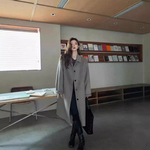 重磅！安哥拉兔绒毛呢外套廓形中长款双面呢大衣