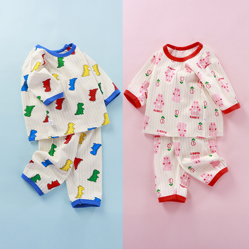 2026 Children's Air Conditioning Clothing Pure Cotton Homewear Set Girls' Underwear Baby Pajamas Children's Clothing Wholesale Pure Cotton Skin-Friendly