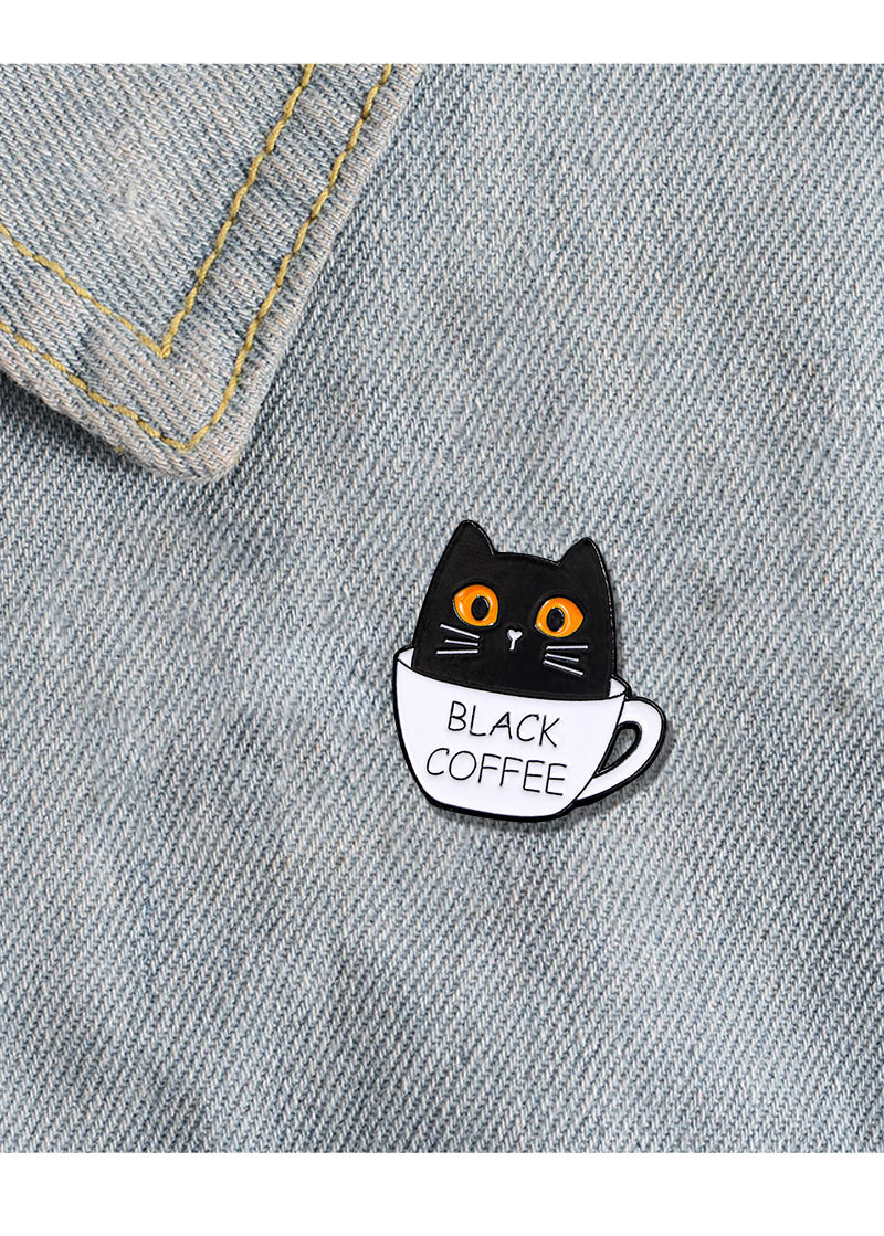 Enamel Design Cute Modern Style Pin Coffee Cup Letter Cat Alloy Enamel Unisex Brooches