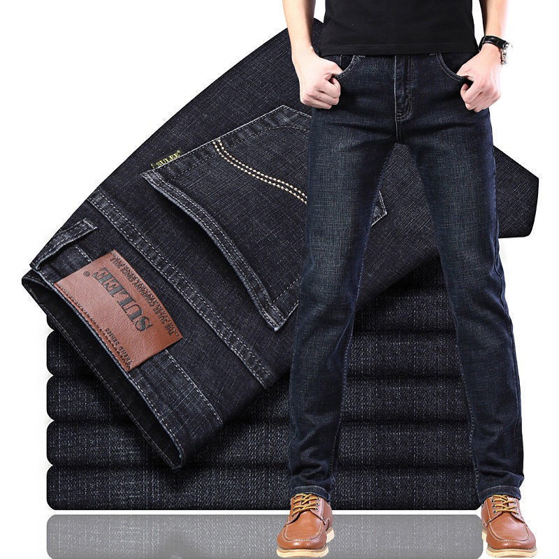 Dropshipping Autumn and Winter Jeans Men's Straight Loose New Wear-Resistant Casual Trousers Men's Work Pants Spring and Autumn