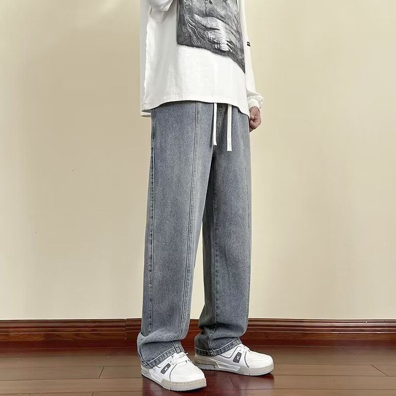 Estilo de Hong Kong hombres de moda verano nuevo estilo 2024 personalidad alfabeto jeans hip-hop ins marea calle alta tendencia pantalones guapos