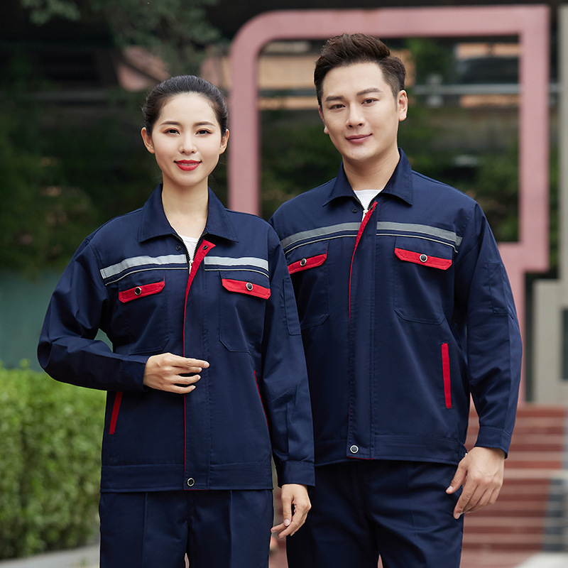 Spring and Autumn Electric Welding Work Clothes Set for Men and Women Wear-resistant Work Site Auto Repair Workshop Work Clothing Tooling Jacket Embroidered LOGO