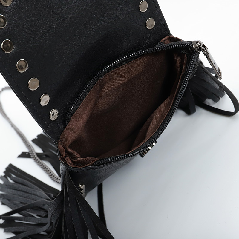 New women's crossbody bag trend fashion soft leather rivet tassel bag chain strap single shoulder small bag women's bag_voghion.com