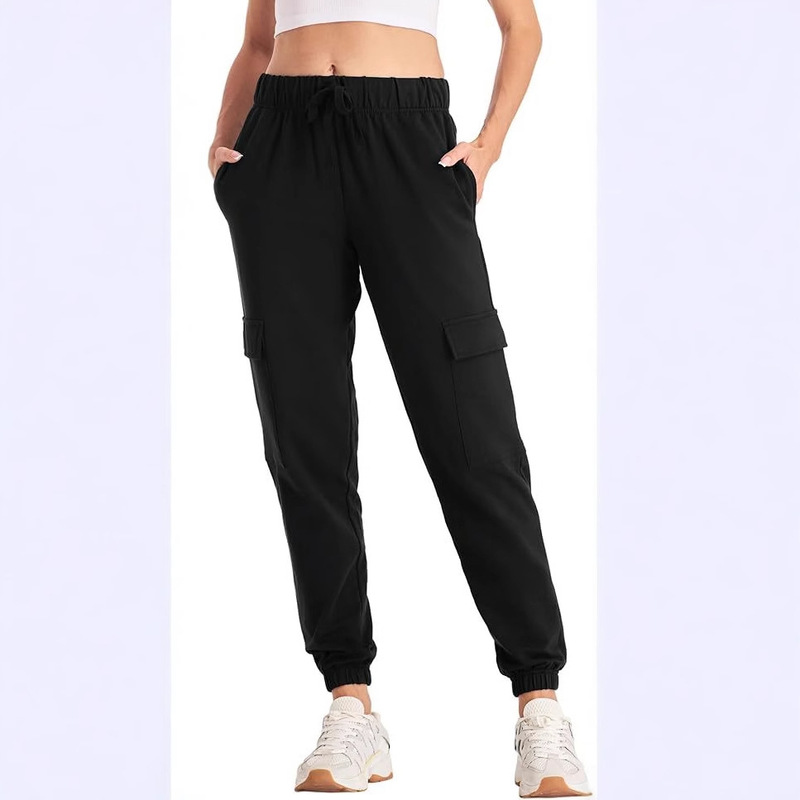 Women's Crock Sweatpants Jogging Cotton High Waist Drawstring Sweatpants with Pocket