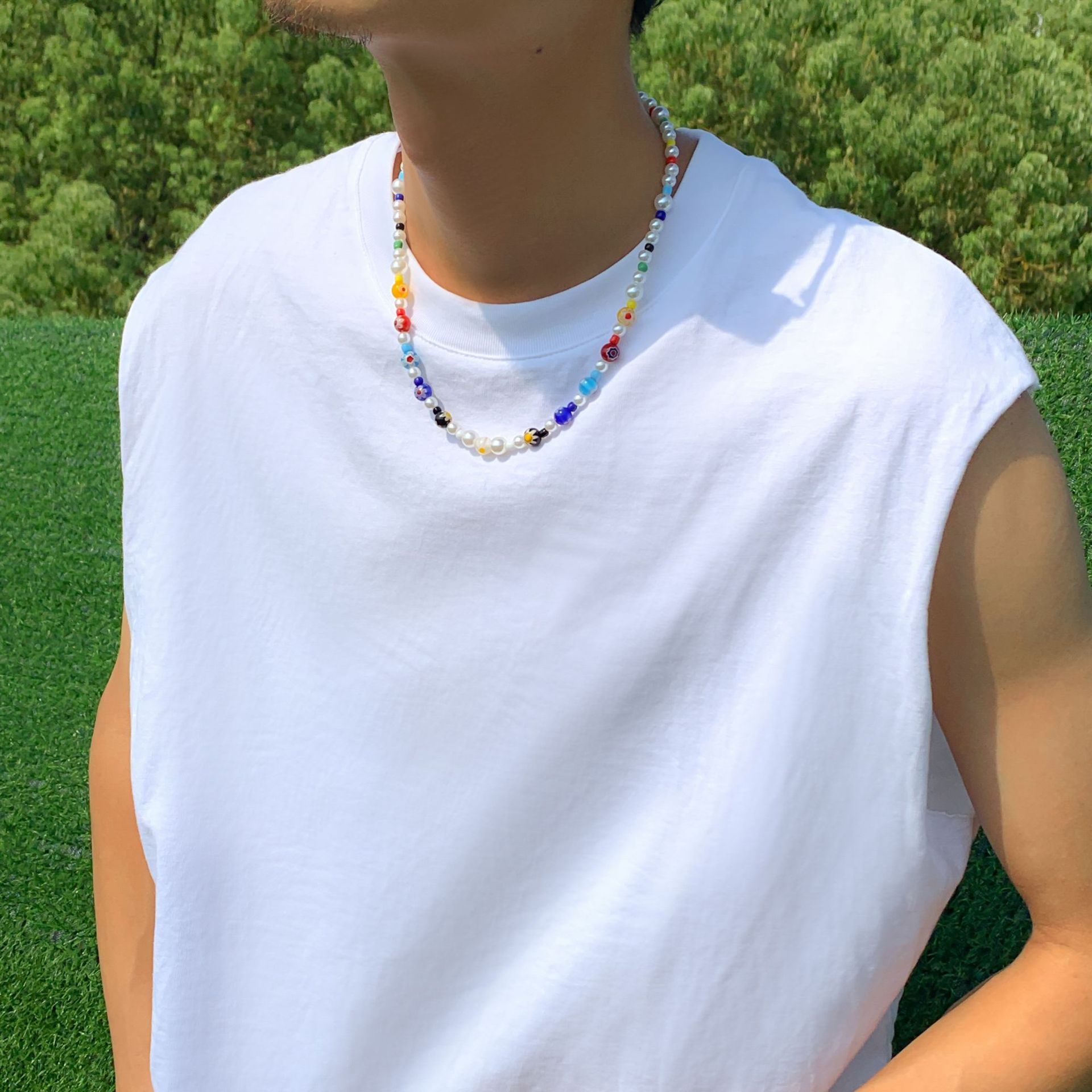 20g Weight Simple Style Geometric Imitation Pearl Glass Beaded Unisex Necklace