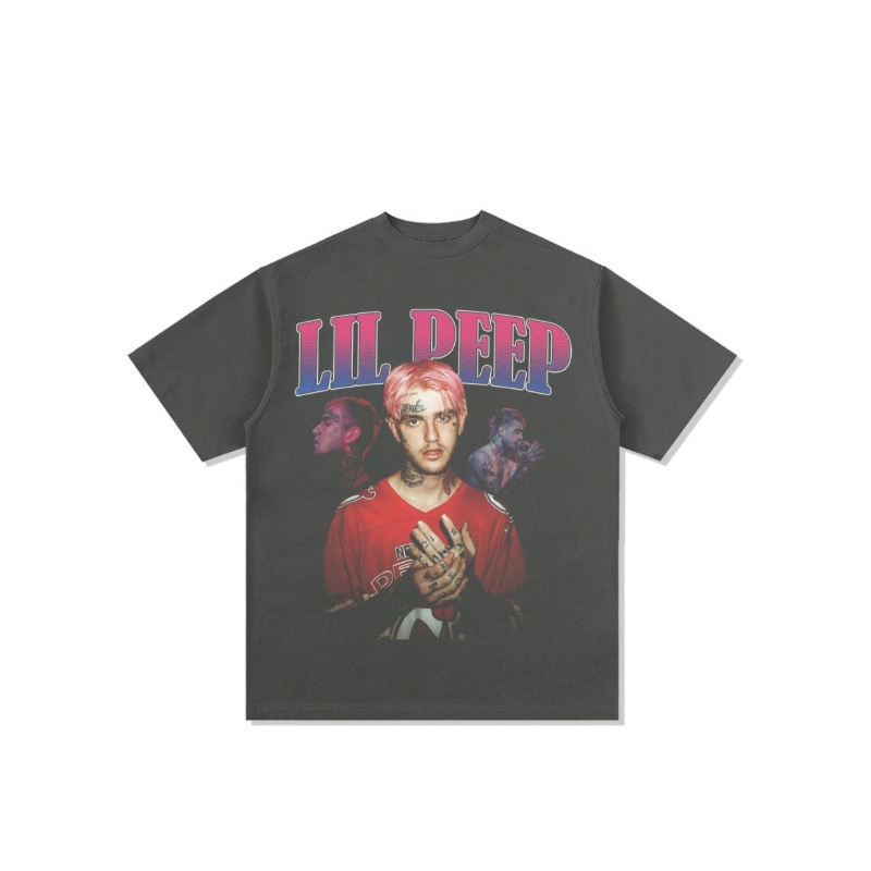 Hip-hop rap americano de estilo callejero estampado retro hace viejo lavado pesado suelto manga corta