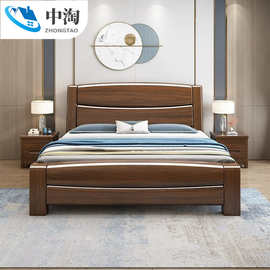 新中式床全实木1.8米家用主卧加厚大床现代简约1.5储物床现代设计