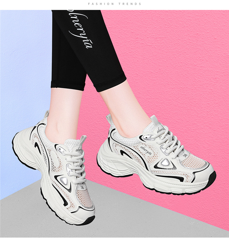 Giày sneaker nữ chunky đế dày lưới thoáng khí 2025 — Lưới đôi mùa xuân thu J7009-KAY màu xanh xám, Lưới đơn màu be J7009-1KAY phong cách mùa hè, Lưới đôi mùa xuân thu J7009-KAY màu be, Lưới đơn màu xanh xám J7009-1KAY phong cách mùa hè chi tiết 9