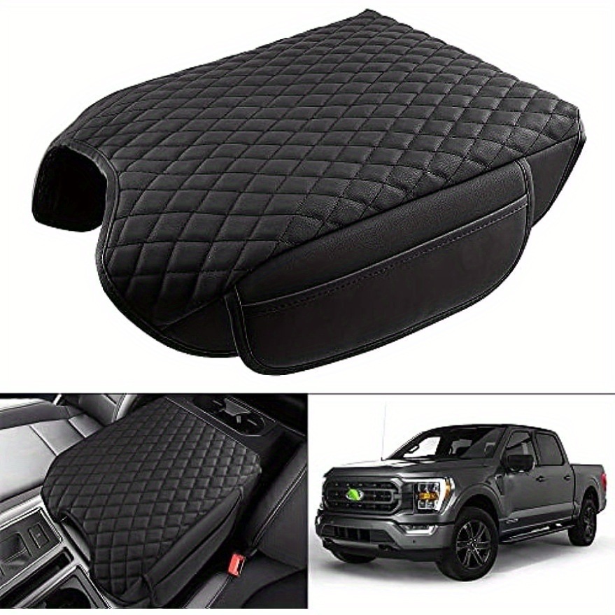 Suitable for 2015-2020 Ford F150 Armrest Box Cover Protective Pad Plaid Pattern Comfortable Leather Pad Supplies