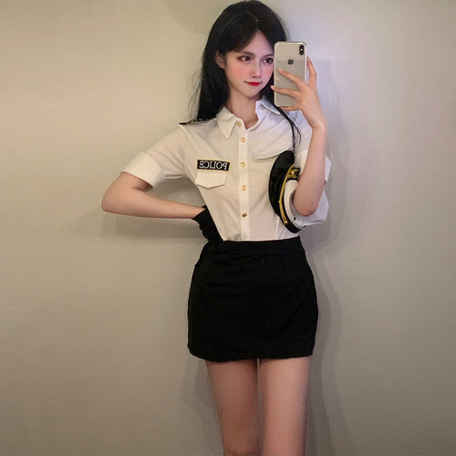 Lingerie pilot stewardess uniform set sexy lingerie, pure desire live streamer costume transformation suit female police cosplay costume wholesale and distribution