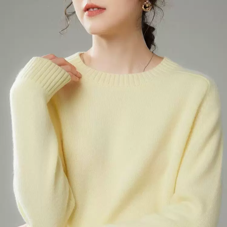 加厚马鞍肩山羊绒衫女温柔保暖宽松圆领时尚毛衣秋冬针织羊毛衫