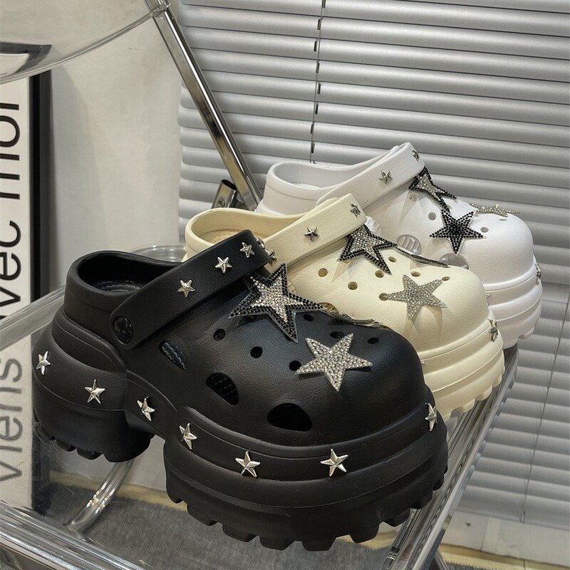 Thick-Soled 10cm High Croc Shoes Women's Outerwear Summer 2025 New Summer Outing Sandals Women's Baotou Mops