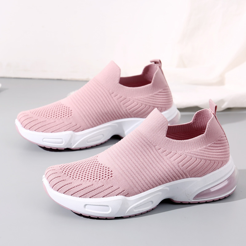 Foreign Trade Women's Shoes 2023 New Slip-On Large Size Flats Flats Casual Sports Shoes Women's Breathable Fly-Knit Mesh Shoes