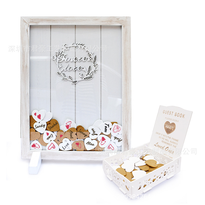Creative wooden wedding white sign-in board signature book wedding…