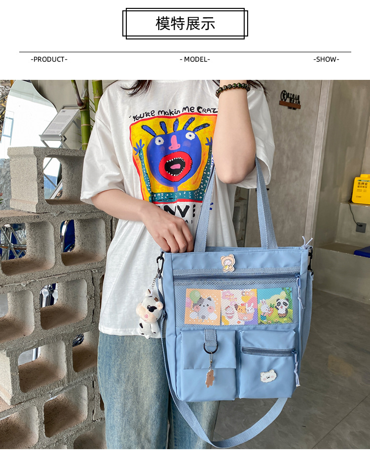 Large-capacity Japanese-style single-shoulder canvas bag for girls, versatile crossbody, ins, a tote bag for junior high school students' classes, and a schoolbag for after-school tutoring Application Scenario