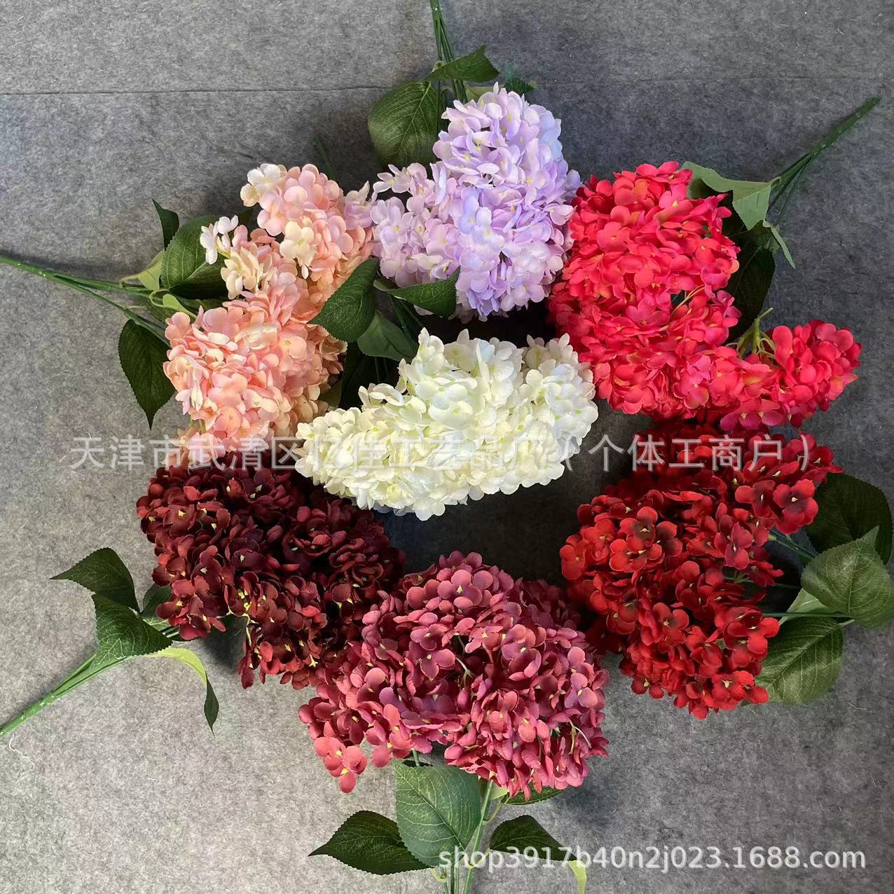 Simulated 5-Head 480-Piece Floral Hydrangea Bouquet Export Wedding Home Decoration Outdoor Flower Arrangement Photography Props Fake Flowers