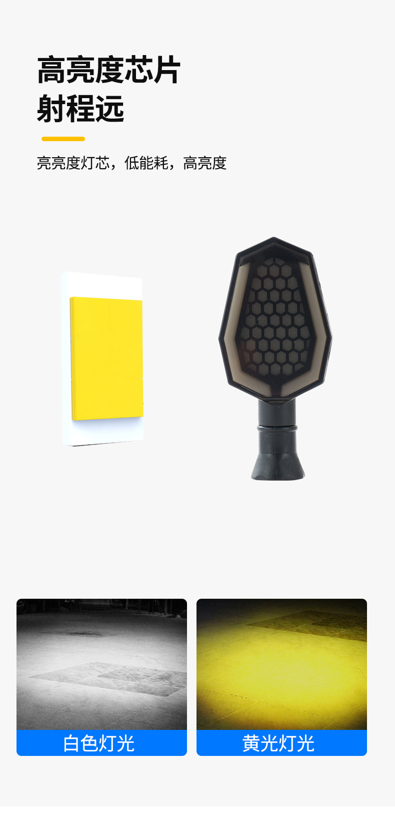 Cross-border motorcycle spotlights, turn signals, far and near yellow-white lights, front headlights, electric vehicle yellow and blue lights